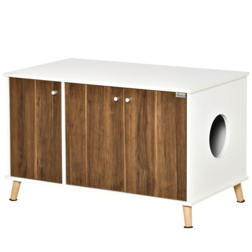 Cat Litter Box Enclosure Hidden Cat Furniture w/ Adjustable Shelf Magnetic Door 196393066720