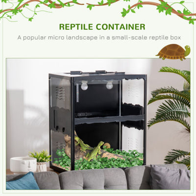 Reptile Cage Enclosure, Lizard Breeding Tank w/ Lamp Holders, Turtle, Chameleon 196393070970