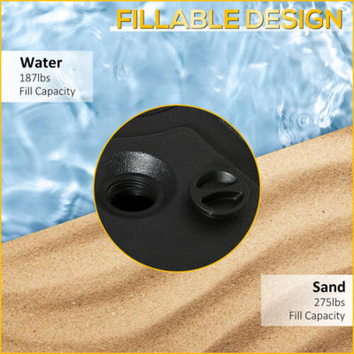 Cantilever Offset Umbrella Base Stand Fillable Umbrella Holder w/ Wheels, Black