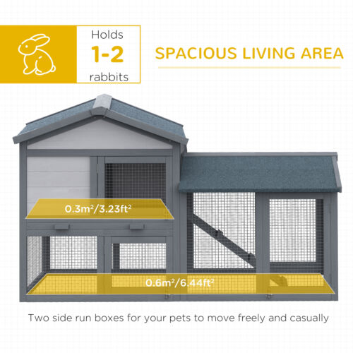 Two Story Small Animal House w/ Slide Out Tray, Ramp, Outdoor Run, Gray 842525131261