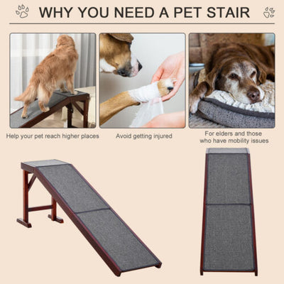 Pet Ramp Bed Steps for Dogs Cats with Non-slip Carpet Top Platform Brown Grey