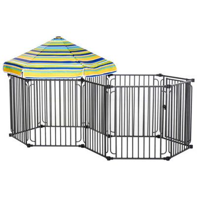 Metal Dog Kennel with Door &amp; Removable Cover 10 Panels for Indoor &amp; Outdoor Use 842525181518