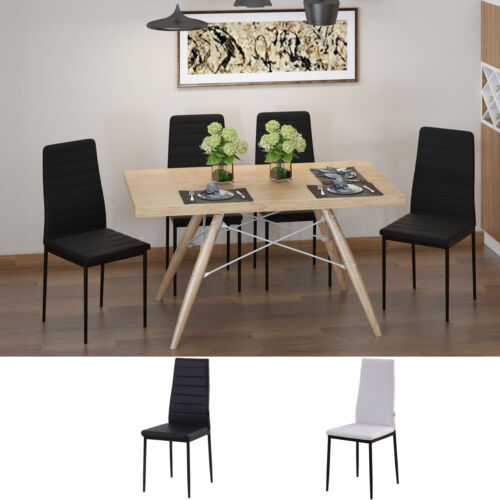 High Back Dining Chairs Upholstered PU Leather Accent Chairs Set of 4