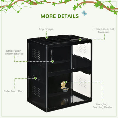 Reptile Cage Enclosure, Lizard Breeding Tank w/ Lamp Holders, Turtle, Chameleon 196393070970