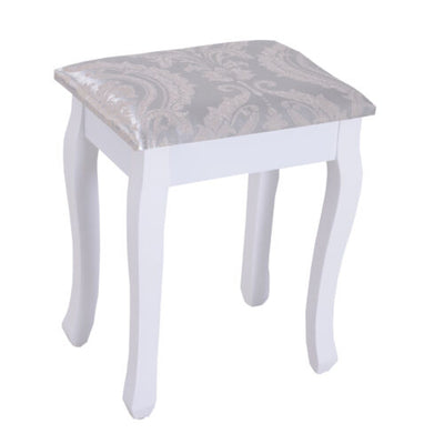 2-PC Dressing Table Set Vanity Makeup Desk Mirror Stool 5 Drawers Bedroom White