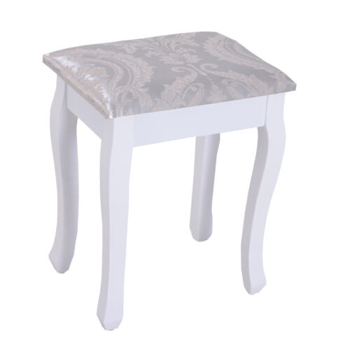 2-PC Dressing Table Set Vanity Makeup Desk Mirror Stool 5 Drawers Bedroom White