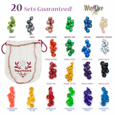 Wiz Dice Bag of Holding: 140 Polyhedral Dice in 20 Complete Sets