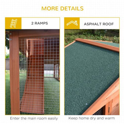 Big Rabbit Cage Guinea Pig House W/ Double Ramp, Weatherproof Wood Rabbit Hutch