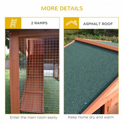 Big Rabbit Cage Guinea Pig House W/ Double Ramp, Weatherproof Wood Rabbit Hutch