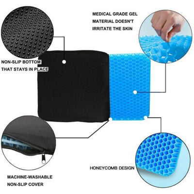 Double Gel Seat Cushion Thick Egg Seat Cushion Breathable Design Non-Slip Cover