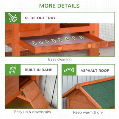 Wooden Chicken Enclosure Small Animal Habitat with Asphalt Roof Removable Tray 842525180214