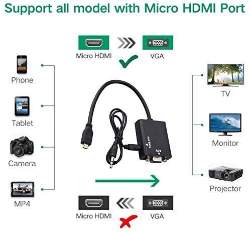Micro HDMI to VGA Converter Adapter With Audio Output For Camera Computer NEW K