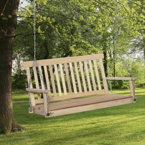 2-Person Heavy Duty Hanging Swinging Outside Front Bench w/ Fir Wood, Natural