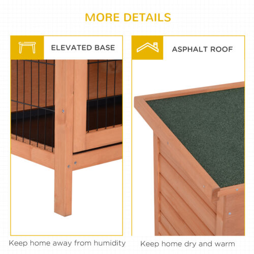 Bunny Hutch with Dividers Asphalt Roof for Small Animals and Outdoors, Orange
