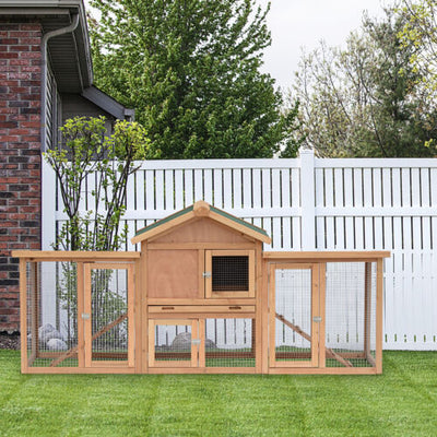 80&quot; Wooden Chicken Coop Backyard Hen Cage House Poultry w/ Nesting Box Run