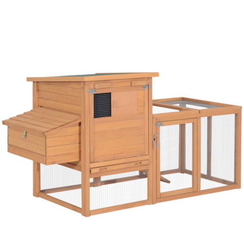 PawHut 75&apos;&apos; Wooden Poultry Chicken Coop Hen House  with Egg Box Backyard Run 799932993831