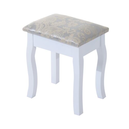 2-PC Dressing Table Set Vanity Makeup Desk Mirror Stool 5 Drawers Bedroom White