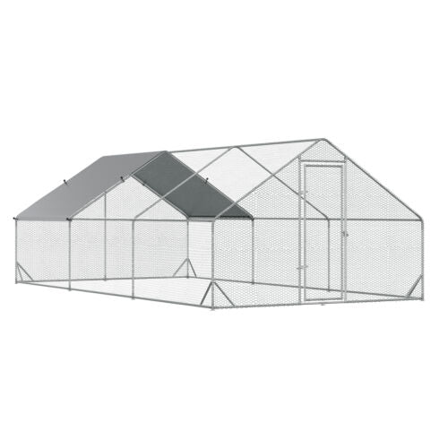 10&apos; x 20&apos; 6.5&apos; Chicken Coop Cage, Outdoor Hen House w/Cover &amp; Lockable Door 196393165867