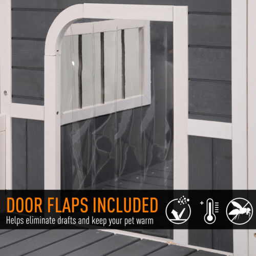 Wooden Large Dog House, Perfect for the Porch or Deck, 59&quot; L, Grey 842525145374