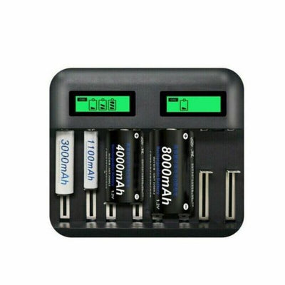 8 Slots Smart Battery Charger LCD Display For AA/AAA/C/D Rechargeable Batteries