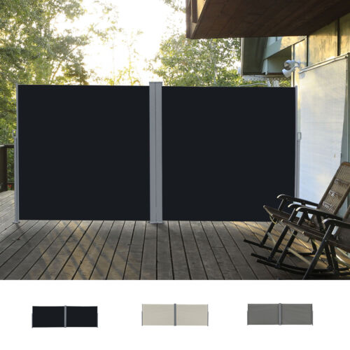 Retractable Double Side Awning Folding Privacy Screen Fence Sun Shade