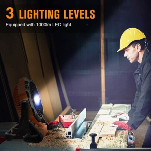 Outdoor Portable Camping Tent Fan with LED Light Rechargeable Cordless Tent Lamp