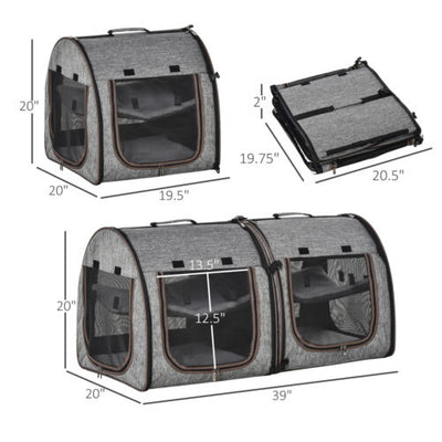 Large Portable Double Cat Pet Carrier Kennel Bag Oxford Travel Car Seat 842525114806