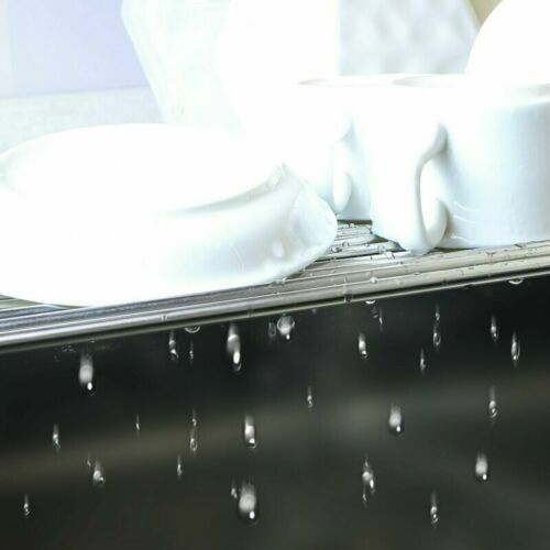 Kitchen Stainless Steel Sink Drain Rack Roll Up Dish Food Drying Drainer Mat