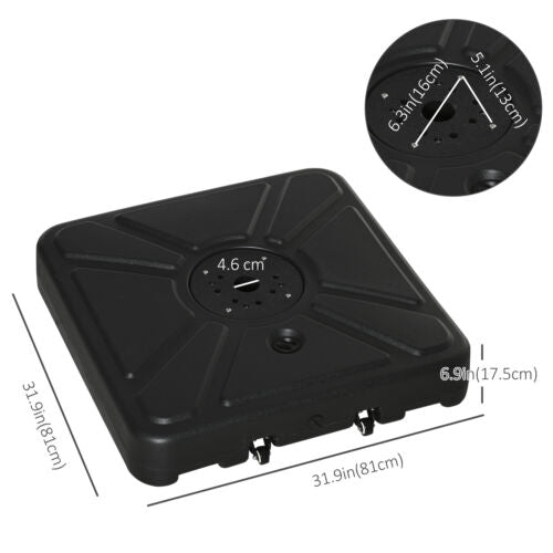 Cantilever Offset Umbrella Base Stand Fillable Umbrella Holder w/ Wheels, Black