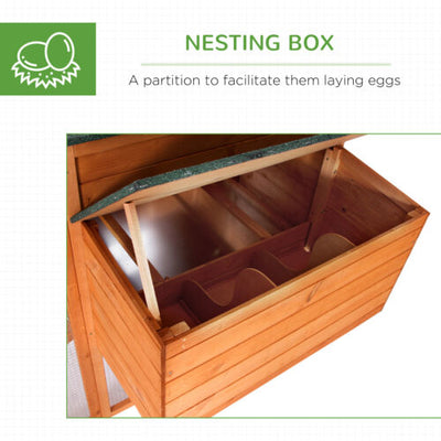 PawHut Deluxe Wood Poultry Chicken Coop Run Backyard Nesting Box Hen House Hutch