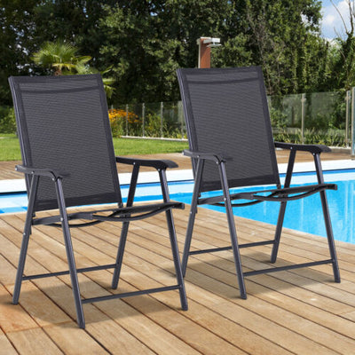 2-PCS Foldable Steel Garden Chairs Outdoor Patio Yard Park Furniture