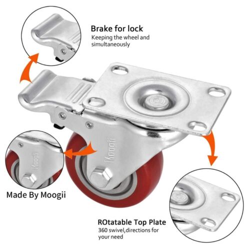 4pc 4 inch Heavy Duty Swivel Casters Wheels Directional Roller Bearing Fixed Set