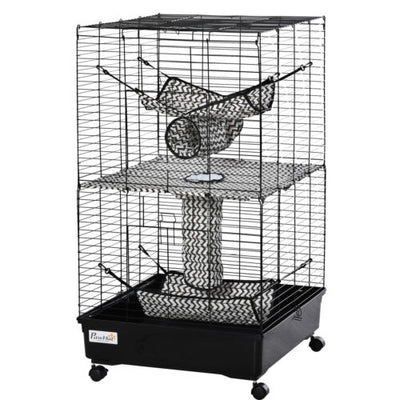 Small Animal Habitat Pet Play House for Ferret w/ Wheels Hammocks Tunnels