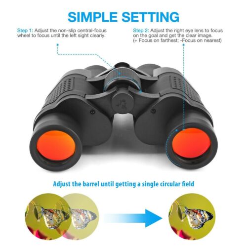 60X60 Zoom Binoculars Day/Night Vision Travel Outdoor HD Hunting Telescope CA