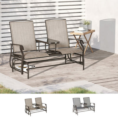 58&quot; 2 Person Glider Rocking Chair Garden Bench Outdoor Loveseat