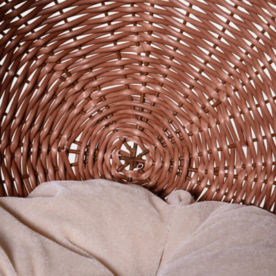 27&quot; Rattan Wicker Elevated Pet Bed Cat Cave Condo Hooded Cushion Scratch House