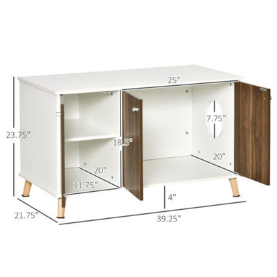 Cat Litter Box Enclosure Hidden Cat Furniture w/ Adjustable Shelf Magnetic Door 196393066720