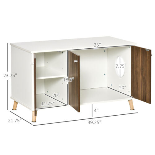 Cat Litter Box Enclosure Hidden Cat Furniture w/ Adjustable Shelf Magnetic Door 196393066720