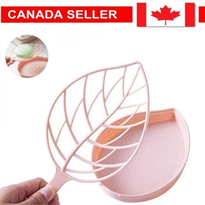 Soap Dish Holder Self Draining Leaf Shape Bar Soap Saver Suction Cup Bathroom CA