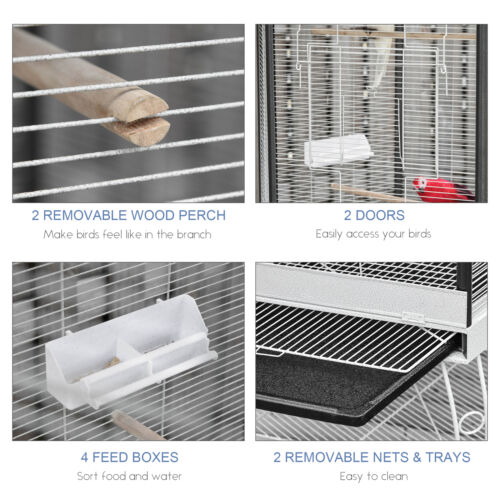 Parrot Bird Cage Macaw Aviary Cockatoo Finch Parakeet Pet Supplies Stand Wheels