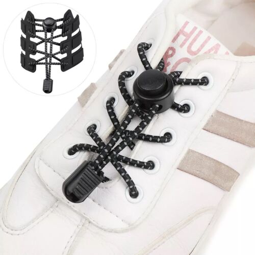 No Tie Shoelaces Elastic Lock Shoes Running Jogging Canvas Trainers Lazy Laces