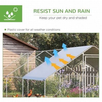 10&apos; x 20&apos; 6.5&apos; Chicken Coop Cage, Outdoor Hen House w/Cover &amp; Lockable Door 196393165867