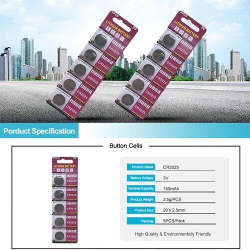5Pcs/pack 3V CR2025 Coin Batteries Button Lithium Battery For Remote Watch CA