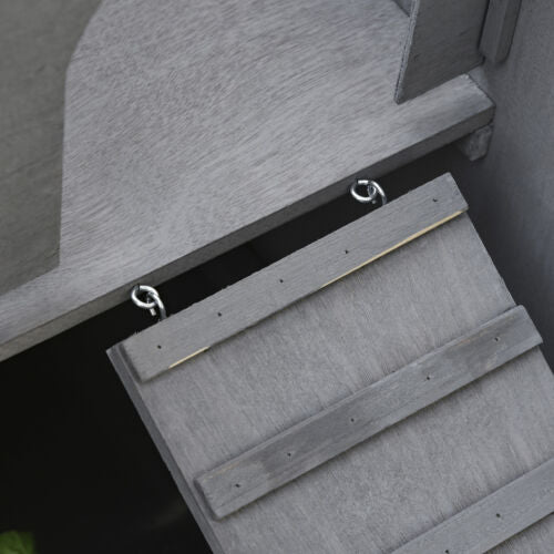 Wooden Bunny Hutch 2-Levels w/ Roof Mesh Window for Outdoors &amp; Small Animals 842525170864