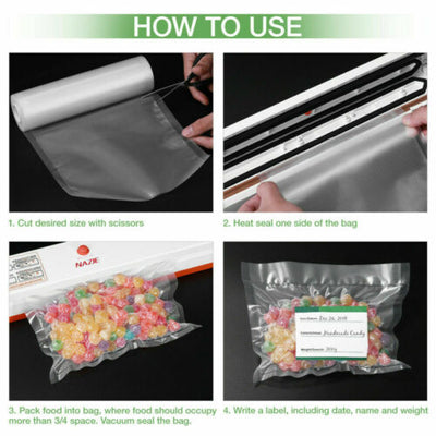 10Roll Vacuum Food Sealer Roll Bags 5m x 28cm Saver Seal Storage Heat Commercial