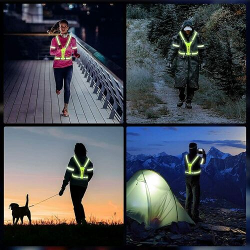 LED Reflective Running Biking Vest, High Visibility Warning Lights Safety Gear