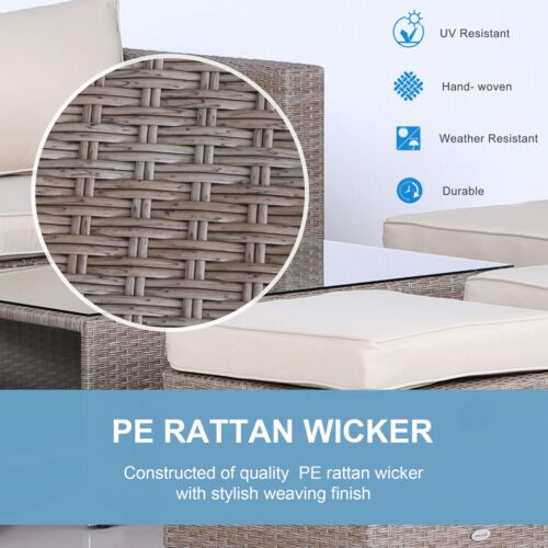 8pc Outdoor Patio Furniture Set All Weather Wicker Rattan Sofa Chair