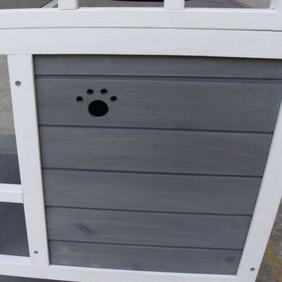 Feral Cat House, Kitten Condo Shelter w/ Raised Base &amp; Asphalt Roof, Grey 842525142885