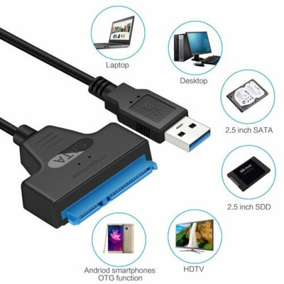 USB 3.0 to SATA 2.5" SSD Adapter Cable Data Converter Hard Drive to USB