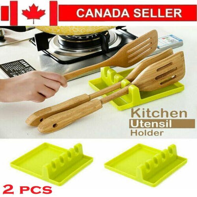Kitchen Heat Resistant Silicone Spoon Rest Cooking Utensil Spatula Holder 2Pack